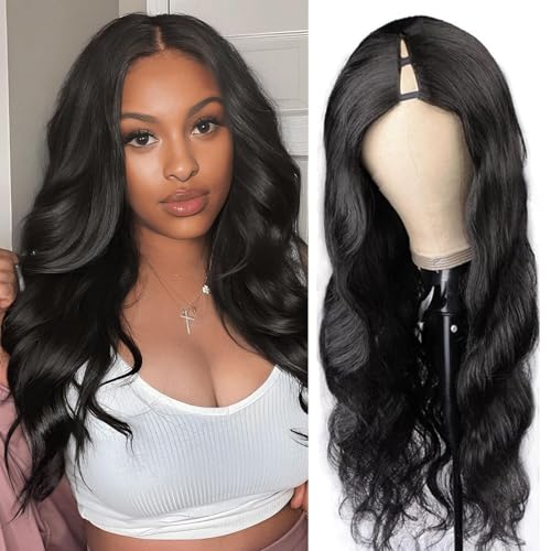 V Part Wig Human Hair Body Wave 100% Real Human Hair Upgrade U Part Human Hair Wig 180% Density Beginner Friendly Natural Color (20 inch)