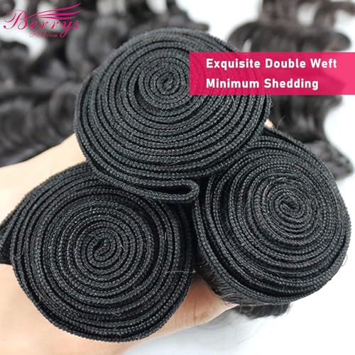 Human Hair Bundles, 9A Brazilian Virgin Human Hair for Black Women, Body Wave Straight, Double Weft, Natural Black, 1 Bundle / 3 Bundles 10 12 14 16 18 20 22 24 26 28 inch