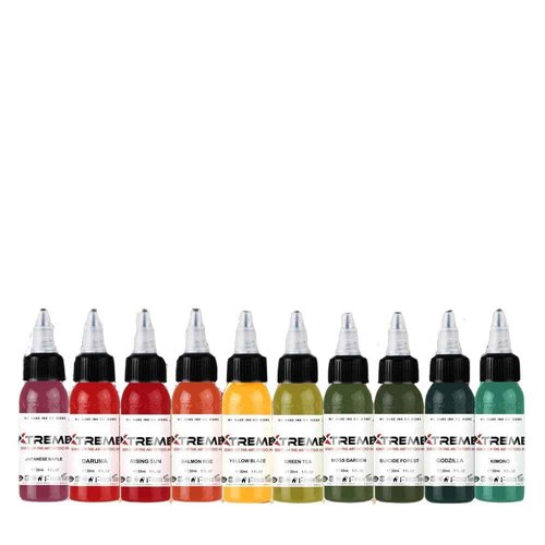 Xtreme Tattoo Ink Ukiyo-E Traditional Japanese Set - Explore Authentic Japanese Colors Inspired by Ukiyo-e Prints for Breathtaking Tattoo Artwork (Set of 10, 1/2 oz)