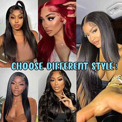 DULOVE Lace Front Wigs Human Hair, 13x4 Straight Human Hair, 200 Density Glueless Wigs for Balck Women, Pre Plucked with Baby Hair, Natural Color, 24 Inch