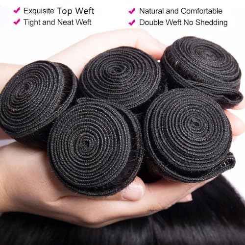 10A Straight Bundles Human Hair 16 18 20 Inch 100% Unprocessed Virgin Brazilian Straight Human Hair Weave 3 Bundles Natural Black Color