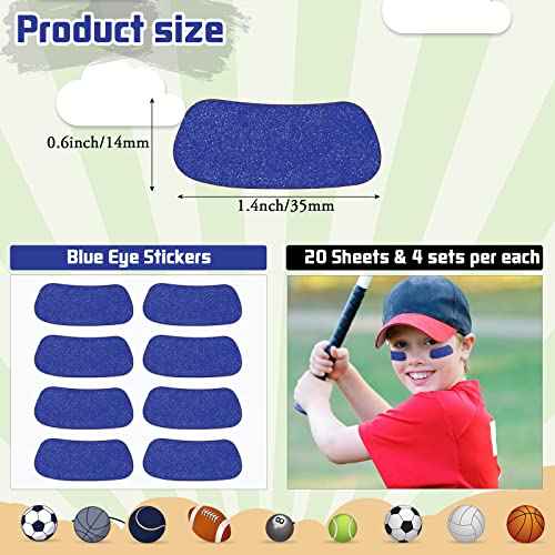 Leelosp 160 Pcs Eye Stick Softball Baseball Glitter Sports Eye Stickers Bulk Adhesive Strip School Items for Baseball Softball Football Lacrosse Sports