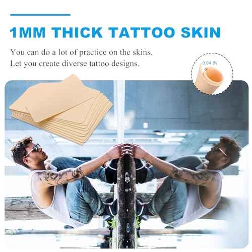 Fake Skin Tattoo Practice - Emalla 10Pcs Tattoo Skin Practice 7.4x5.6" Double Sides Fake Skin for Practicing and Tattooing, Soft Fake Skin Tattoo Practice for Beginners and Artists Tattoo Kit