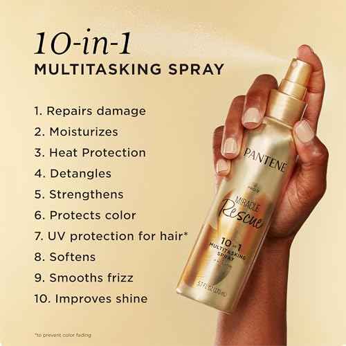Pantene Miracle Rescue 10in1 Multitasking Spray - Heat Protection, Detangles, Repairs Damaged, Dry Hair, Improves Shine, Leave-In Conditioning Treatment with Keratin and Pro-Vitamin B5, 5.7 oz