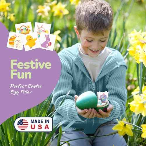 Easter Temporary Tattoos for Kids, 144 Pack, Easter Themed Basket Stuffers, Egg Fillers (240 Pack)
