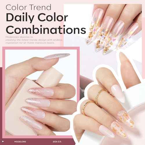 modelones Builder Nail Gel, 2 Pcs Clear and Cover Nude Builder Nail Polish, 8-in-One Apex Building Thickening Strengthener Extension Rubber Color Base Gel for DIY Home Salon Gifts LED Lamp Cured 10ml