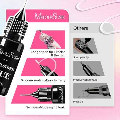 MelodySusie 2Pcs Nail Rhinestone Glue, 3D Gel Nail Art Design Strong Adhesive Nail Gem Glue for Nail Charms Gems Jewelry Decoration DIY Manicured at Home Cured Need Beauty Gifts for Women