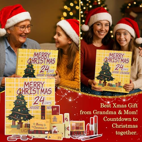 UCANBE Makeup Advent Calendar 2025, 24 Days Christams Makeup Sets For Women Gift, 2025 Xmas Countdown Calendar 24 Individually Boxed Full Make Up Kits For Teens Beauty Gift
