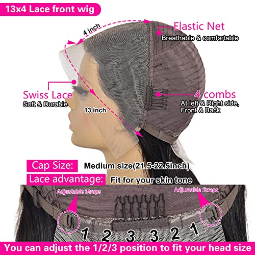 14 inch Short Bob Wigs 13x4 Frontal Bob Transparent Lace Front Wigs Human Hair Pre Plucked Brazilian Virgin Hair Wigs for Black Women Natural Black