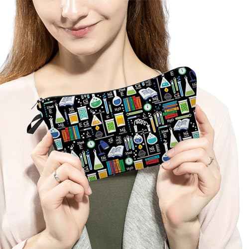 Women Travel Bag Chemistry Pattern Printed Cosmetic Bag Makeup Bag Small Pouch Gift for Women hz7093