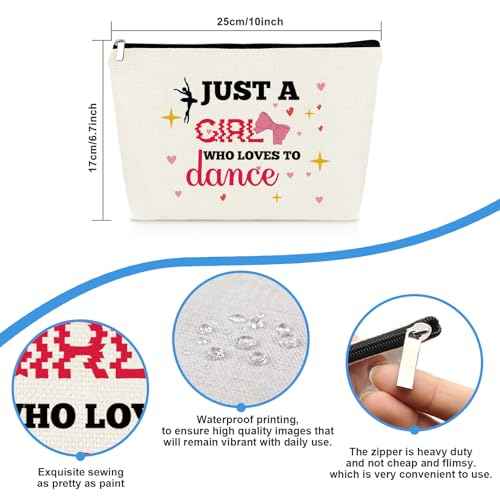 Dancer Gifts Dance Makeup Bag Dance Gifts for Girls Dance Lover Gifts Dance Team Gifts Dancing Ballet Girl Gift Cosmetic Bag Christmas Birthday Graduation Gifts for Female Daughter Sister Best Friend