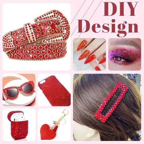 5000PCS 3mm Resin Rhinestones in Bulk (Red), Bedazzling Flatback Crystals for Crafts DIY Nail Decoration, Gems Charms for Tumbler Shoes Clothing Fabric with Pickup Pen and Tweezers
