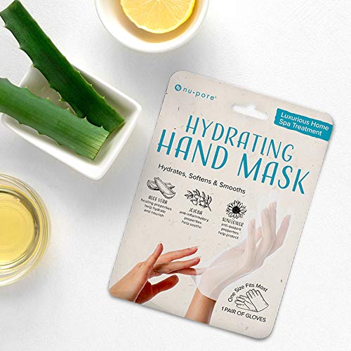 Nu-Pore Moisturizing Gloves ? Hand Mask for Dry Hands and Moisturizer with Jojoba Oil and Aloe Vera to Help Repair and Soothe Extra Dry Skin, Paraben & Latex Free (24 Pack)