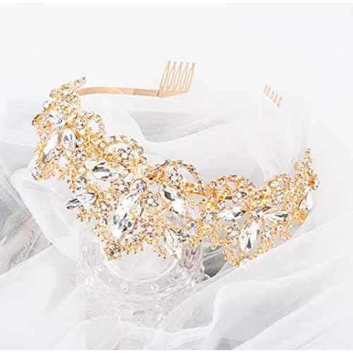 Didder Bridal Tiara Gold Tiaras for Women, Crystal Tiaras and Crowns for Women Princess Tiaras for Girls Birthday Crown for Prom Wedding Party Halloween Costume Hair Accessories Christmas Gift