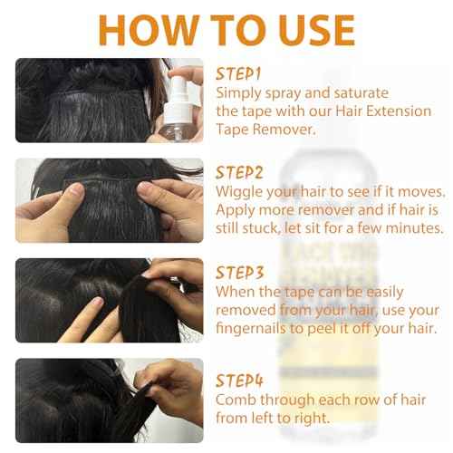 Tape in Extension Remover Hair Glue Remover, Fast Acting Hair Extensions Remover Wig Adhsive Remover, Tape in Hair Extensions Adhesive Remover, Removes Hair Glue, Wig Tape & Edge Brush