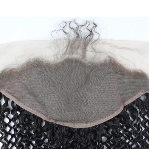 Dreambeauty Transparent Lace Color 13¡¿6" Lace Frontal Closure Kinky Curly Free Part Brazilian Remy Human Hair Pre-Plucked Natural Hairline Lace Frontal Closure with Baby Hair Natural Color (14 Inch)