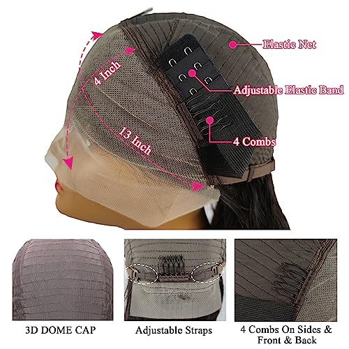 Bob Wig Wear and Go Glueless Wigs Brazilian Virgin Bob Wig Human Hair with Baby Hair 180 Density 13x4 Lace Front Wigs Human Hair Pre Plucked Glueless Wig 16 inch Natural Color