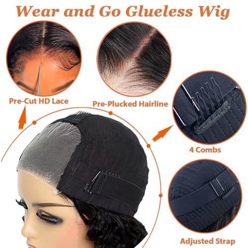 5x5 Curly Bob Wig Human Hair Wear and Go Glueless Bob Wig Glueless Wigs Human Hair Pre Plucked Pre Cut Curly Bob Wigs for Black Women HD Lace Closure Wig Short Curly Bob Wig 12 Inch