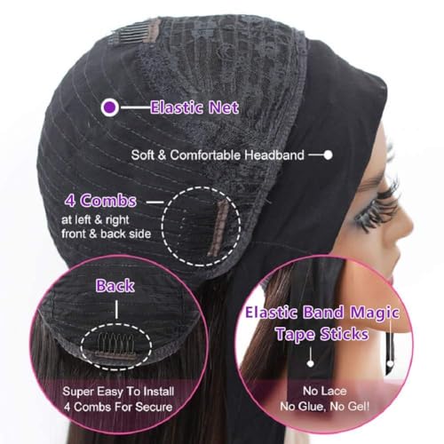 Sungirl Headband Wig Human Hair Body Wave Headband Wigs for Black Women 20 Inch None Lace Front Wig Wear and Go Glueless Wigs Machine Made Brazilian Virgin Natural Color
