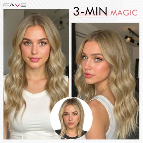 FAVE 16 Inch Human Hair Clip in Extensions 110g Blonde Hair Extensions Seamless & Invisible Highlight Clip in Hair Extensions for Volume & Length