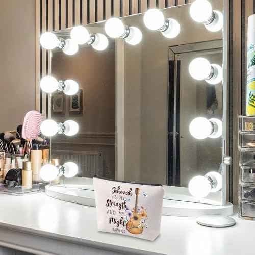 TGBJE Christian Religious Gift Jehovah Is My Strength And My Might Makeup Bag Jehovah's Witness Gift Psalm Makeup Bag JW Baptism Gift (Jehovah Strength bag)
