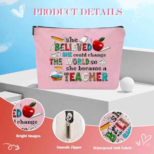 Yonto Teacher Appreciation Gifts Cosmetic Bag: Perfect Makeup Bags For Women & Girls Teachers - Ideal Gift for Travel, Birthdays, Christmas, Teacher's Day, Thanksgiving Day, Teacher Must Have, Stye 1