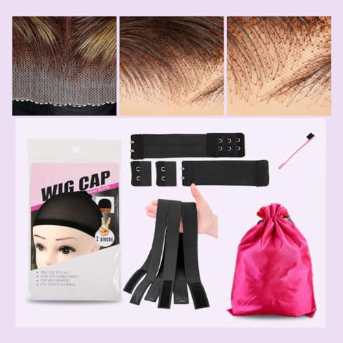 34 Inch Highlight Ombre Lace Front Wig Human Hair 200% Density Brown Highlighted Wig Human Hair 7x5 Highlight wigs human hair glueless wear and go Pre Plucked With Baby Hair Highlight Wig for Women