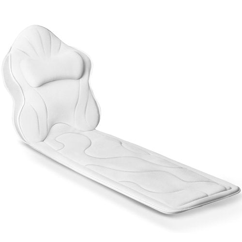 Poemland Luxury Thick Full Body Bath Pillows Mat & Cushion for Bathtub Headrest Neck Shoulder Support Comfort Relaxation Spa Accessories Perfect for a Spa Soak in Bathtub (White)