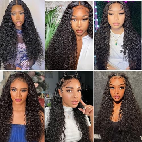 Water Wave Bundles with Closure Human Hair Wet and Wavy 100% Unprocessed Virgin Hair Bundles 16 18 20 inch Human Hair Bundles with Closure 14 inch 5x5 Lace Closure Free Part