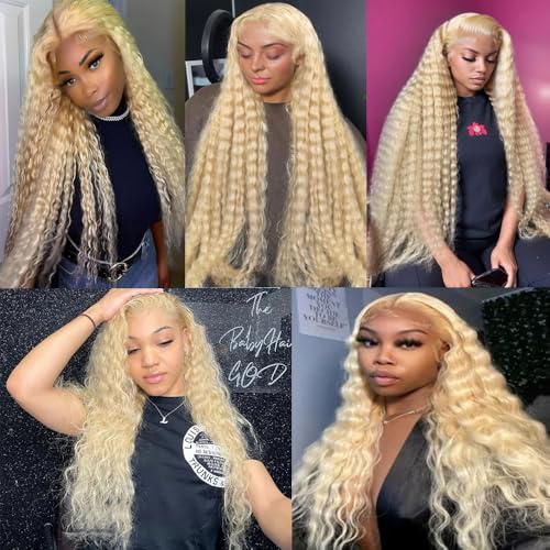 Blonde Wet and Waye Human Hair Color 613 Deep Wave Bundles 18 20 22 inch Double Weft Brazilian Hair Extensions 613 Deep Curly Bundles for Women