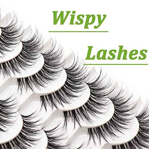 Losha Eyelashes Wispy Lashes Natural Look 8 Pairs Clear Band False Eyelashes Handmade Reusable Fake Eye Lashes Pack (G1)