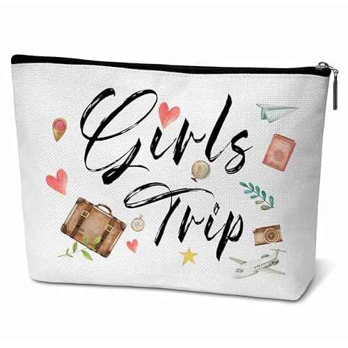 Travel Makeup Bag Gift for Her, Girls Trip Gifts, Cosmetic Bags Pouch Birthday Gift for Best Friend, Waterproof Toiletry Bag with Zipper (A08)