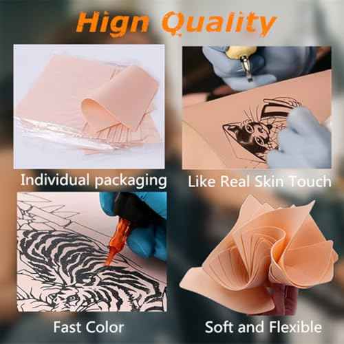 Yuelong 20pcs Tattoo Practice Skins, 1.3mm Fake Skin Soft Silicone Pads Tattooing Microblading Lips Practice Skins for Beginners and Experienced Artists