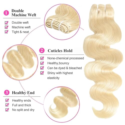 613 Bundles Blonde Human Hair Single Bundle 24 inch 1 Bundle Body Wave 100% Unprocessed 12A Brazilian Virgin 613 Human Hair Bundles 100g One Bundle