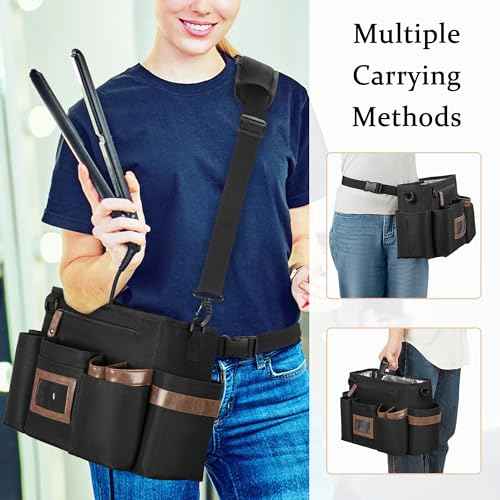 BAFASO Insulated Hairdresser Bag with Adjustable Waist Belt and Shoulder Strap, Multifunctional Barber Case for Hair Cutting Tools and Hot Tools, Black