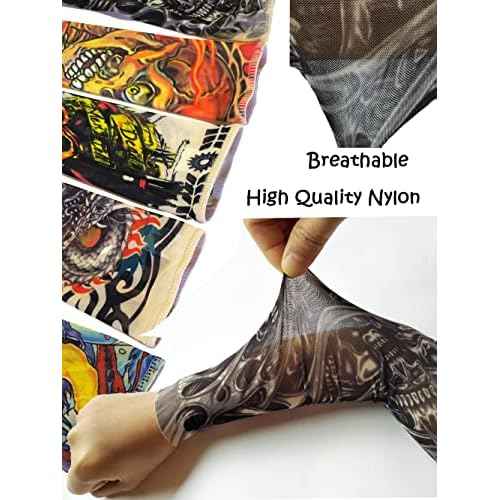 Kid Fake Tattoo Arm Sleeves Bulk, 8 PCS Boy Girl Temporary Sunscreen Tattoo Sleeve for Small Big Kids Children