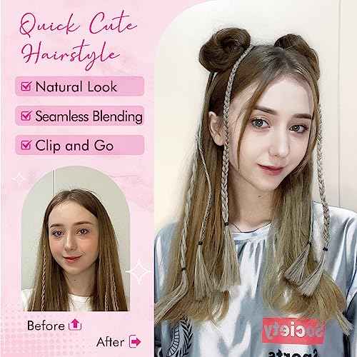 REECHO Space Bun Hair Pieces, 2 PCS Mini Claw Clip in Messy & Cat Ears Fake Hair Bun Extensions HB001 Wig Accessory Updo Hairpieces for Women Girls (Pack of 2-3.5" Wavy, Black Brown)