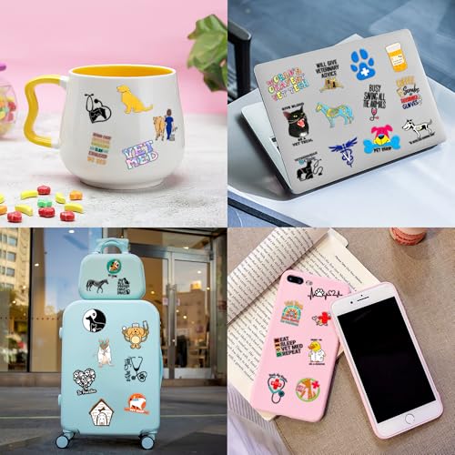 96 PCS Funny Veterinary Vet Medicine Technician Vet Med Temporary Tattoos Birthday Theme Party Supplies Decorations Favors Decor Cute Pet Cat Dog Tattoo Stickers Gifts for Kids Boys Girls Class Prizes