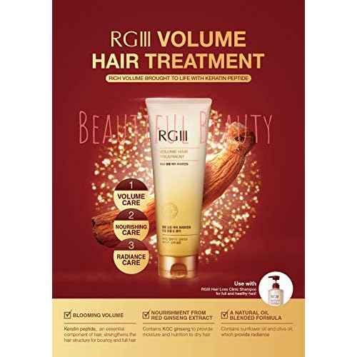 RGIII Red Ginseng HAIR LOSS CLINIC SHAMPOO(17.58 fl.oz) + VOLUME HAIR TREATMENT(8.45 fl.oz) 2PCS SET FOR Preventing Hair Loss AND Volume your Hair
