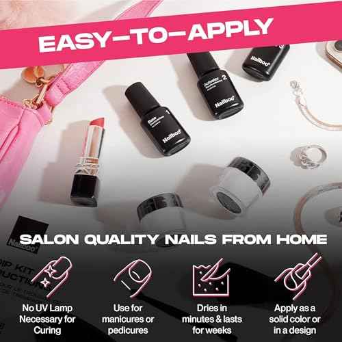 Nailboo Here's a Tip Premium Dip Nails Starter Kit, Nail Powder Dip Kit for DIY At Home Manicure, Includes Dipping Powder and Liquids, White