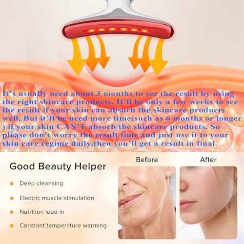 Face Neck Massager with 7-Color Light Modes for Face Sculpting Skin Care,Tightening,Smoothness - Red LED Light Therapy Device Tool for Women at Home