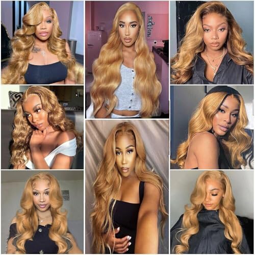 Honey Blonde Color 27 Human Hair Bundles 18 20 22 Inch Body Wave Bundles Human Hair 12A Raw Unprocessed Virgin Quick Weave Hair for Black Women Honey Blonde