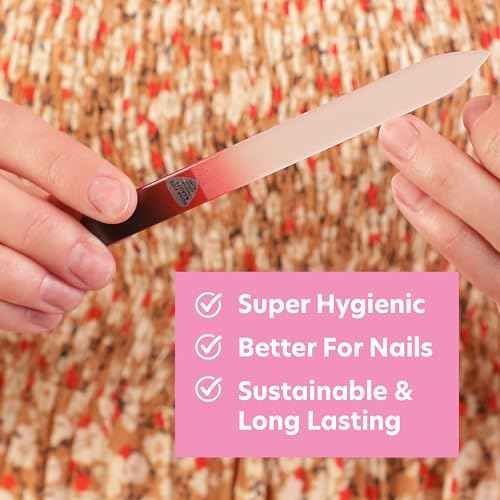 Bona Fide Beauty Czech Glass Nail File for Natural Nails (Black Red), 1Pc Crystal Nail Filer with Case Made in The EU
