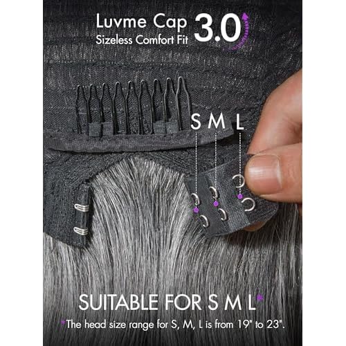 LUVME HAIR All-Day Comfort Wig 12 Inch Grey Salt & Pepper Silky Straight Bob Wig with Bangs Human Hair Glueless HD Lace Bob Wig with Mix Grey Color, Ready to Go Short Wigs For Women