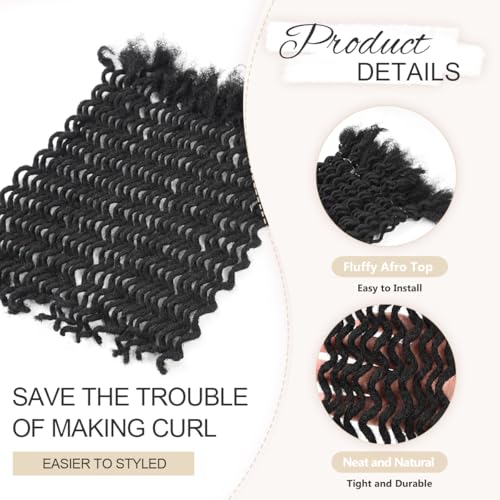DAIXI Curly Wave Loc Extensions Human Hair, 100% Real Human Hair Dreadlock Extensions for Man/Women Handmade Permanent Dread Extensions Can Be Dyed Bleached Twisted (0.4cm, 1B, 8 Inch 30 Strands)
