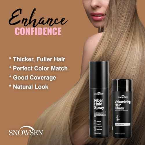 Hair Fibers for Thinning Hair, Dark Brown, Professional 5-in-1 Hair & Beard Styling Set, Include Applicator Pump, Fiber Hold Spray, Application Card, Hairline Comb,Hair Powder for Women & Men
