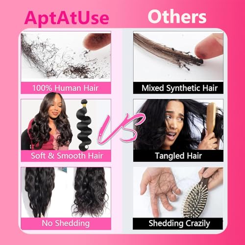 Body Wave Bundles Human Hair 16 18 20Inch 100% Unprocessed 12A Brazilian Virgin Raw Bundles Human Hair 3 Quick Weave Hair Bundles for Women Hair Extensions Natural Black