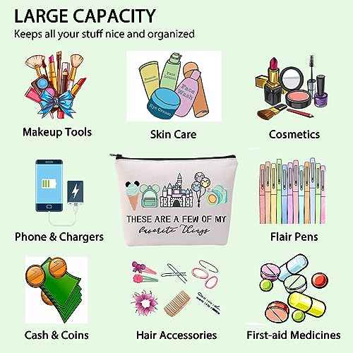 Vacation Trip Gift Fairytale Fans Cosmetic Bag Mouse Family Trip Snacks Makeup Bag Magic Kingd*m Gift Mouse Ice Cream Zipper Pouch (F-things Mouse)