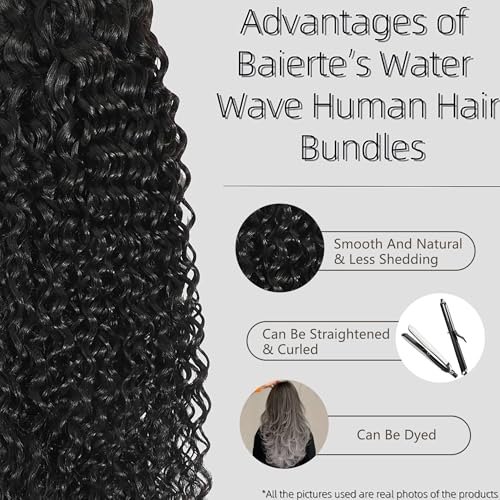 Water Wave Human Hair Bundles 12A Unprocessed Virgin Brazilian Curly Bundles Human Hair Wet And Wavy Natural Black Color Less Shedding Hair For Women As Hair Extension And Fill 28 Inch