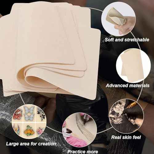 Tattoo Practice Skin Transfer Kit - 30 Pcs with 20 DIY Tattoo Paper and 10 Blank Practice Skin